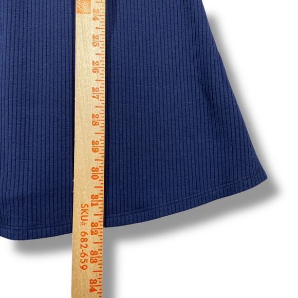 Reformation Dress Womens S Ribbed Knit V-Neck Tie Sleeve Fit & Flare Blue - Picture 7 of 7